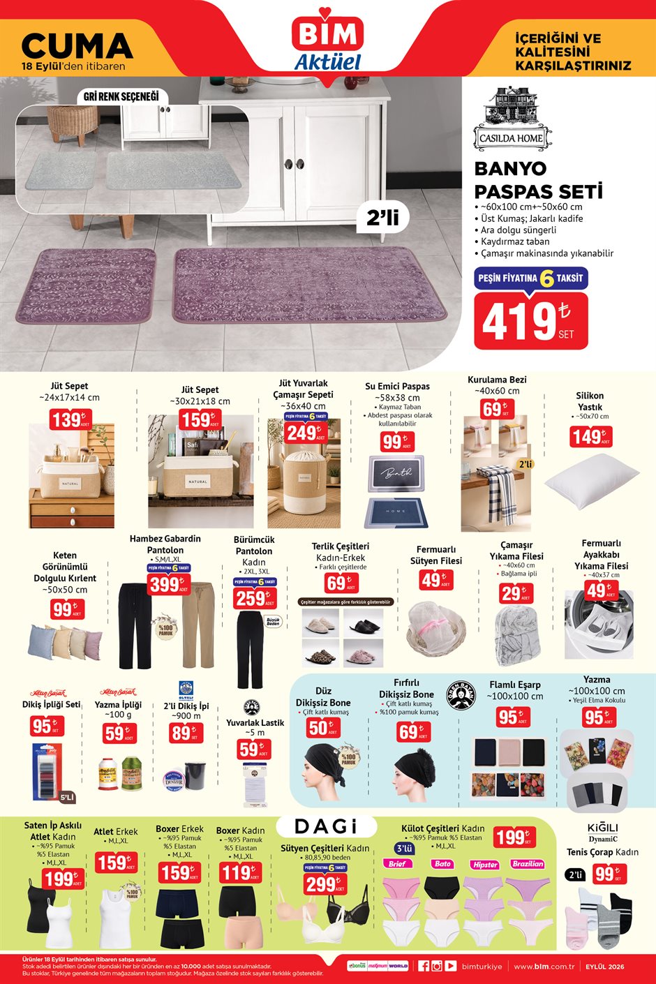 BİM Broşürü 18 Eylül Cuma