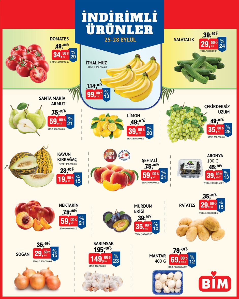 BİM Broşürü Meyve Sebze — sayfa 1