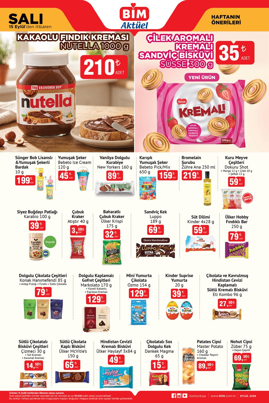 BİM Broşürü 15 Eylül Salı
