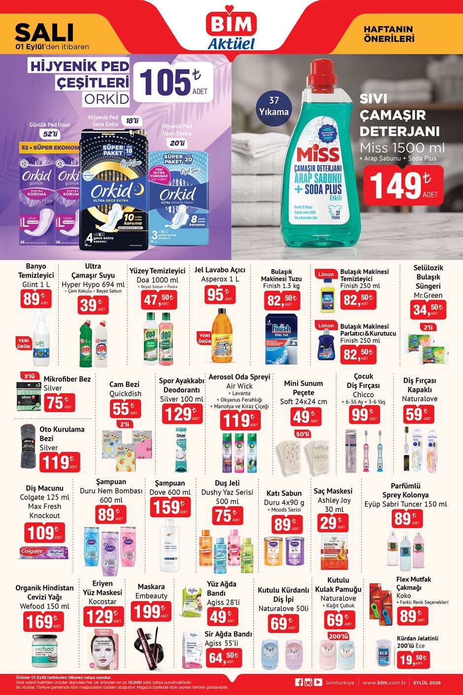 BİM Broşürü 01 Eylül Salı