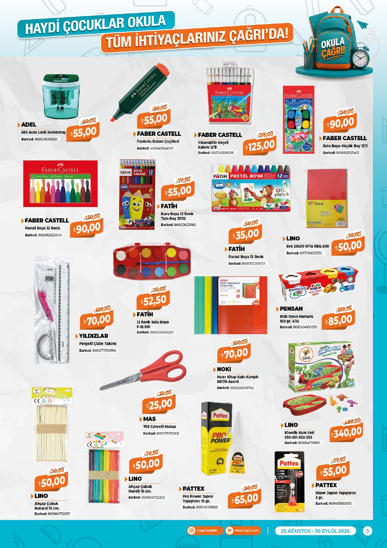 Çağrı Market Broşürü 25 Ağustos-30 Eylül-Kırtasiye — sayfa 3