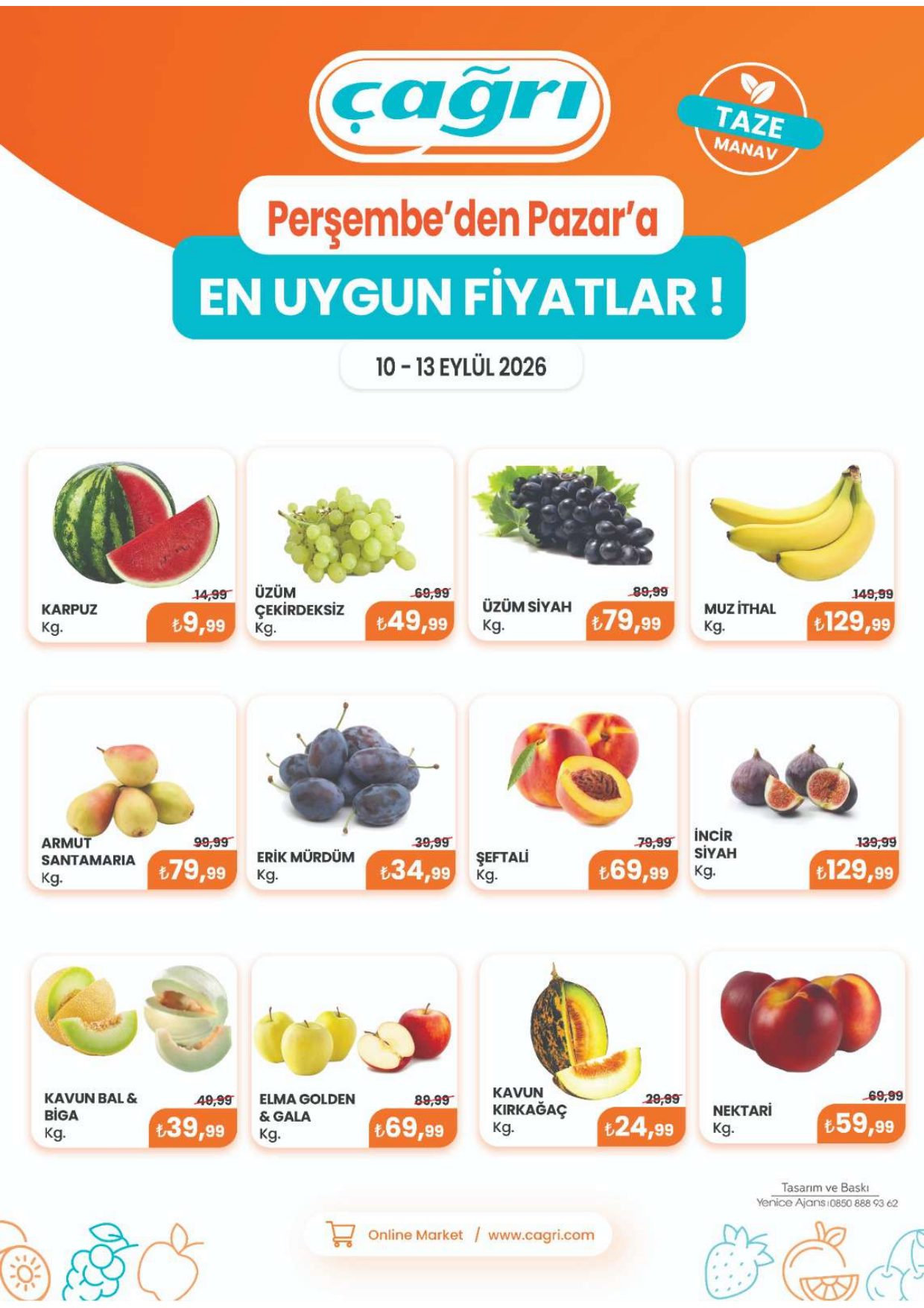 Çağrı Market Broşürü 10 - 13 Eylül -Manav