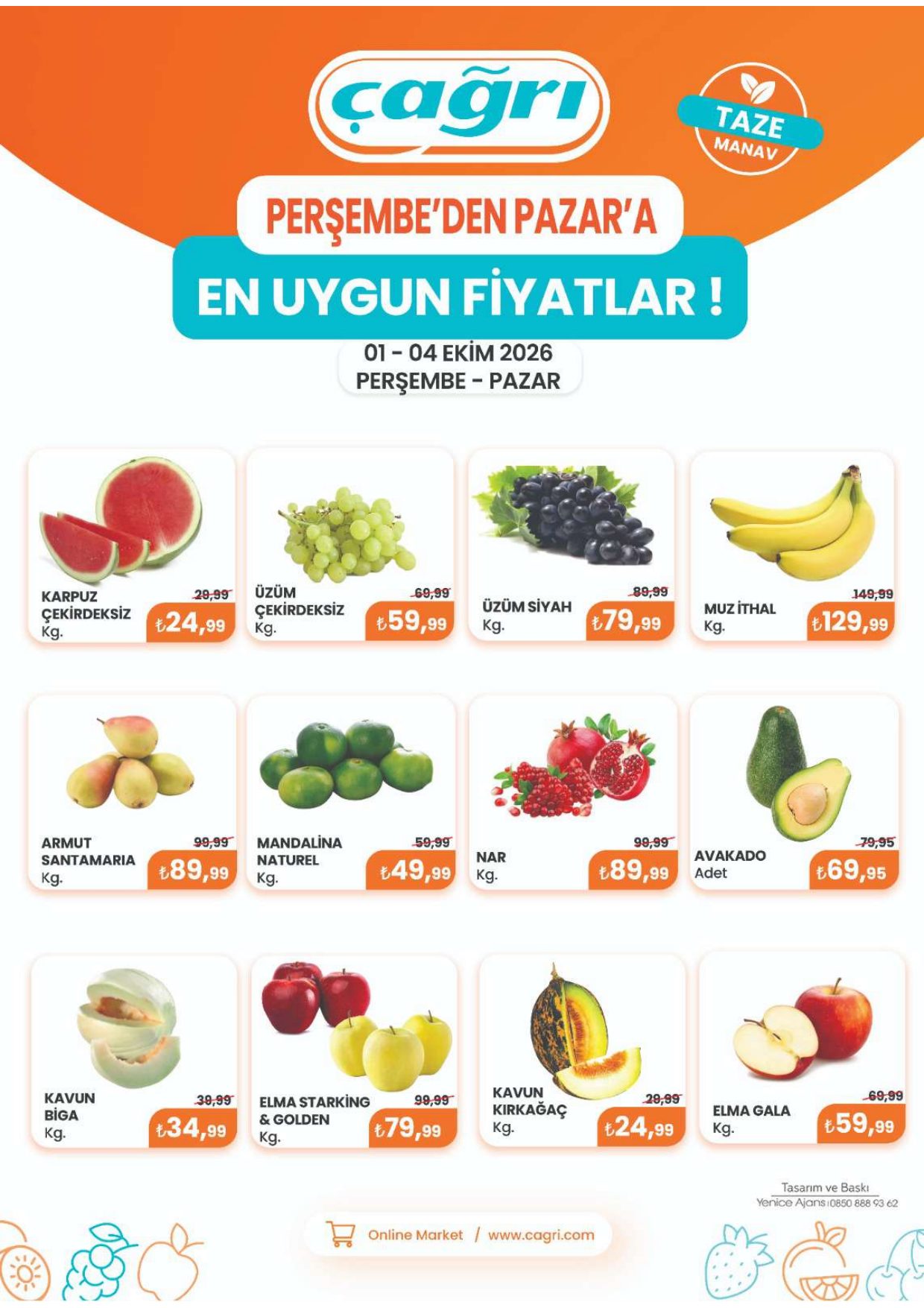 Çağrı Market Broşürü 1-4 Ekim - Manav