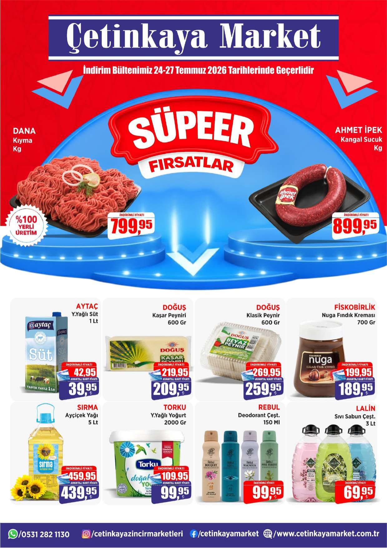 Çetinkaya Marketleri Broşürü 24-27 Temmuz Haftasonu İndirimleri
