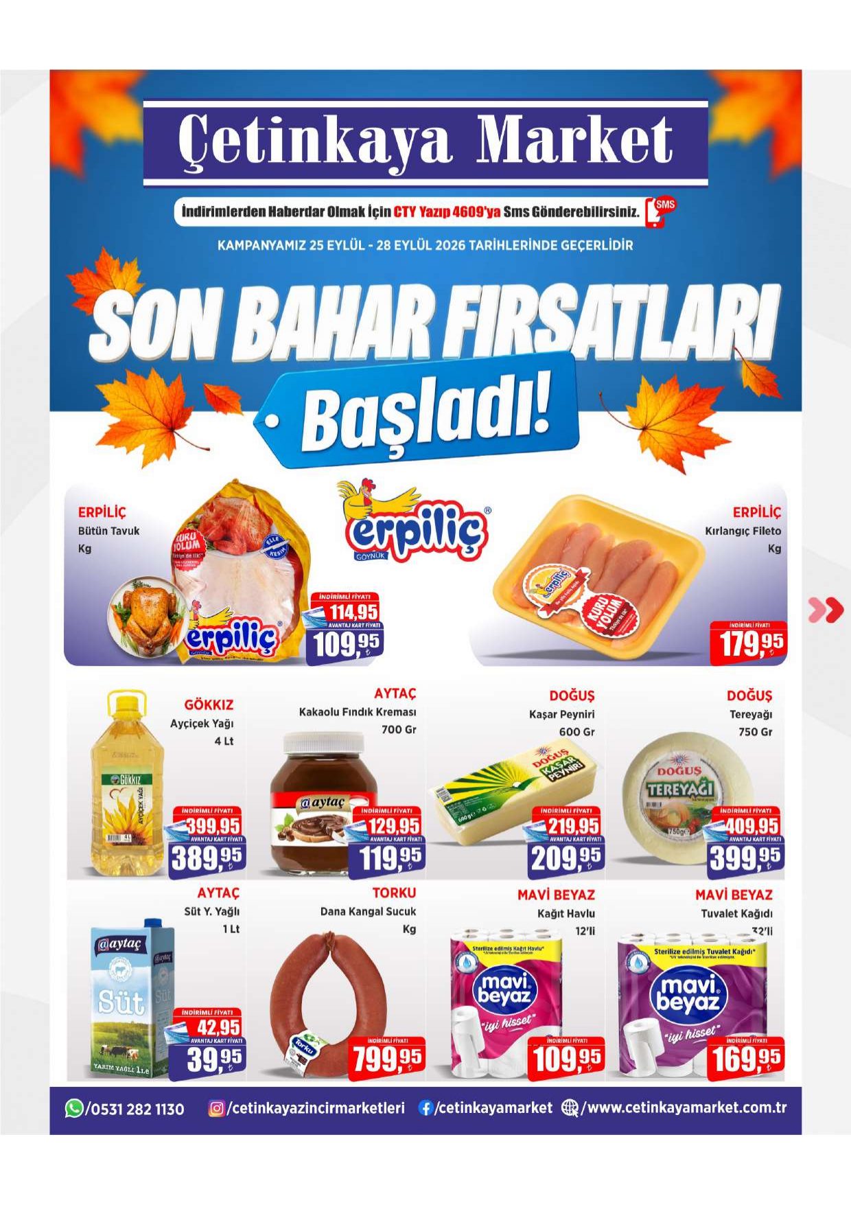 Çetinkaya Marketleri Broşürü 25-28 Eylül Haftasonu İndirimleri 1