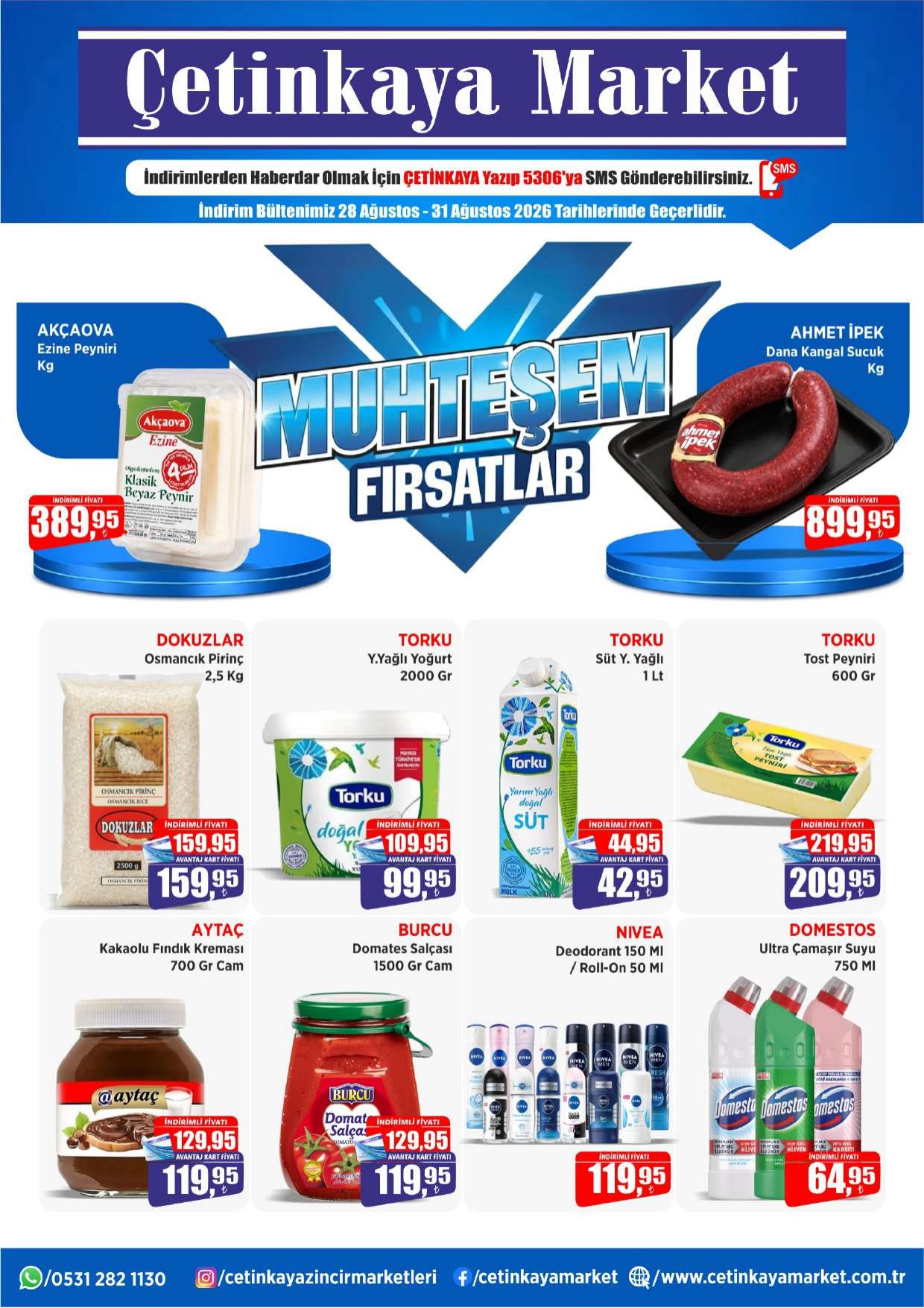 Çetinkaya Marketleri Broşürü 28-31 Ağustos İndirimleri
