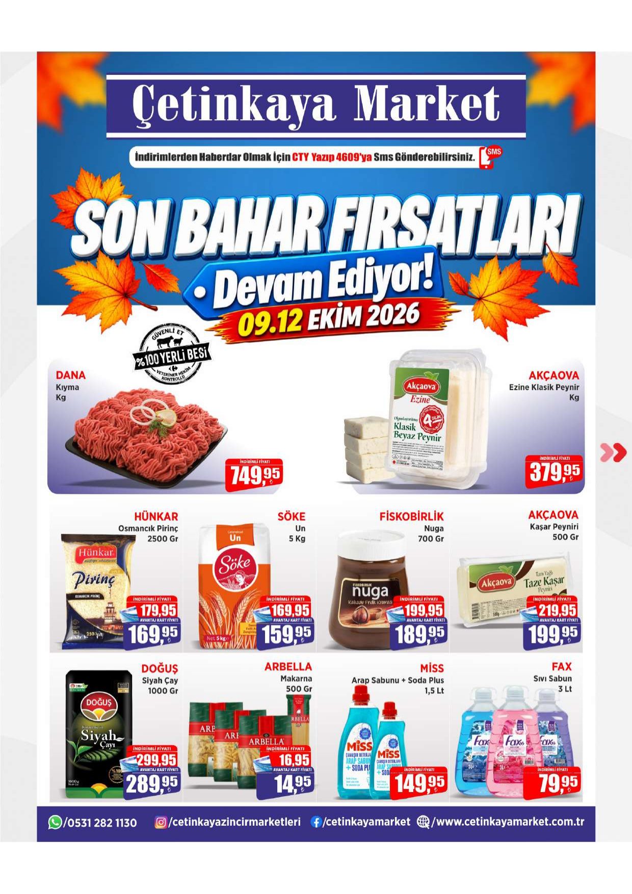 Çetinkaya Marketleri Broşürü 9-12 Ekim Sonbahar Fırsatları