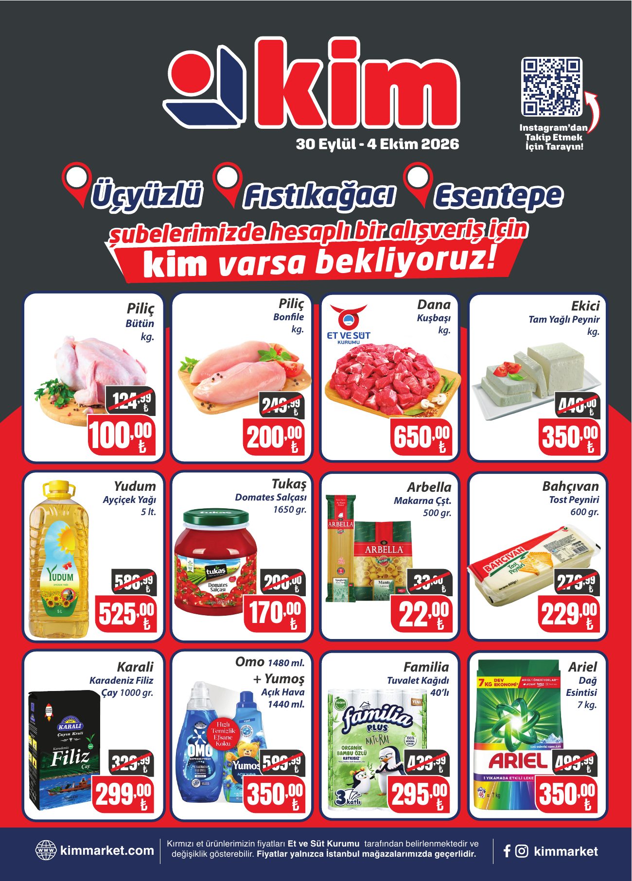 Kim Market Broşürü 30 Eylül-4 Ekim | 3 Şube Özel