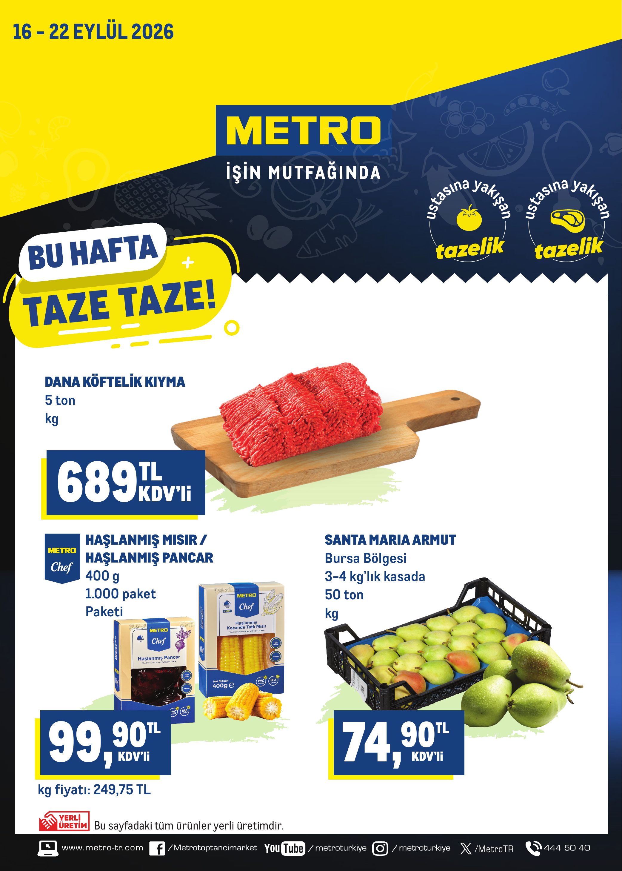 Metro Türkiye Broşürü Taze Ürünler 16-22 Eylül — sayfa 1