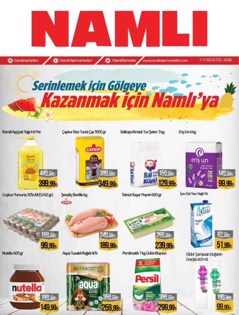 Namlı Hipermarketleri Broşürü 1-11 Ağustos