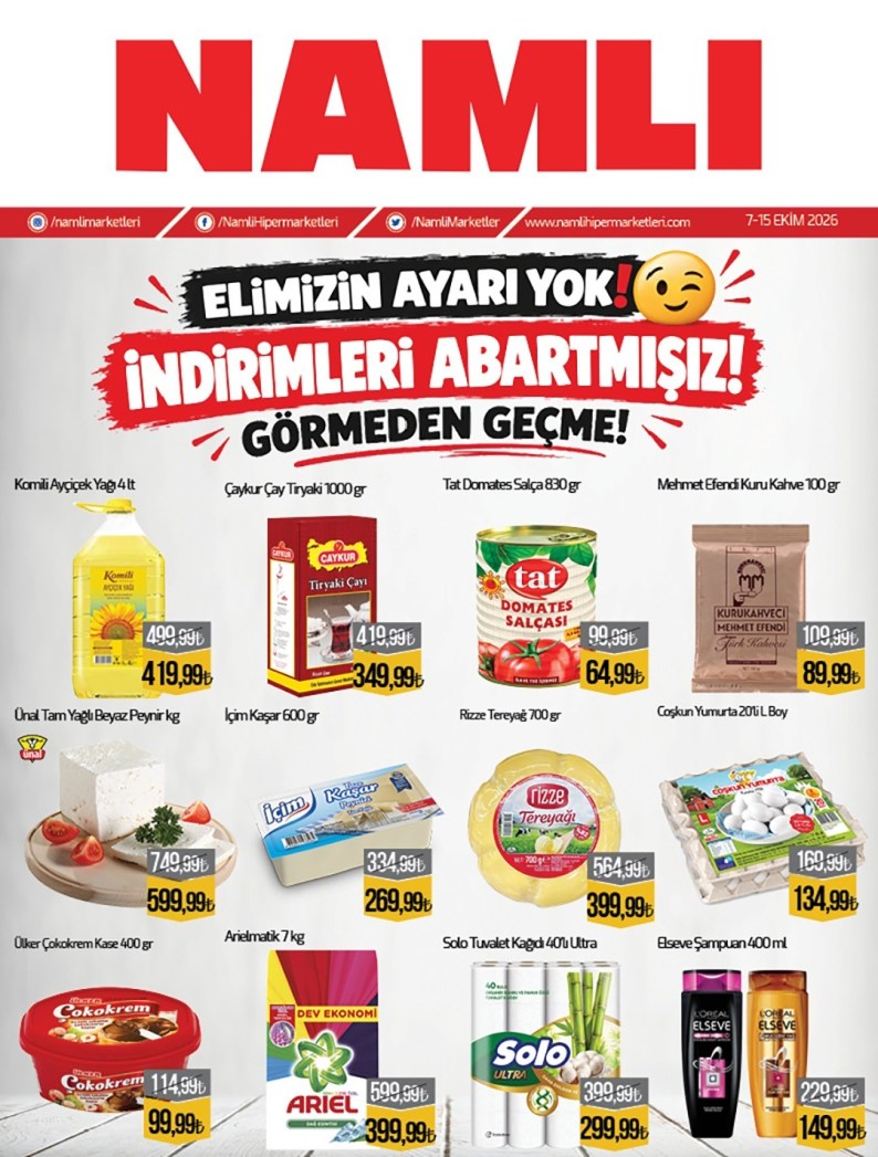 Namlı Hipermarketleri Broşürü 7-15 Ekim — sayfa 1