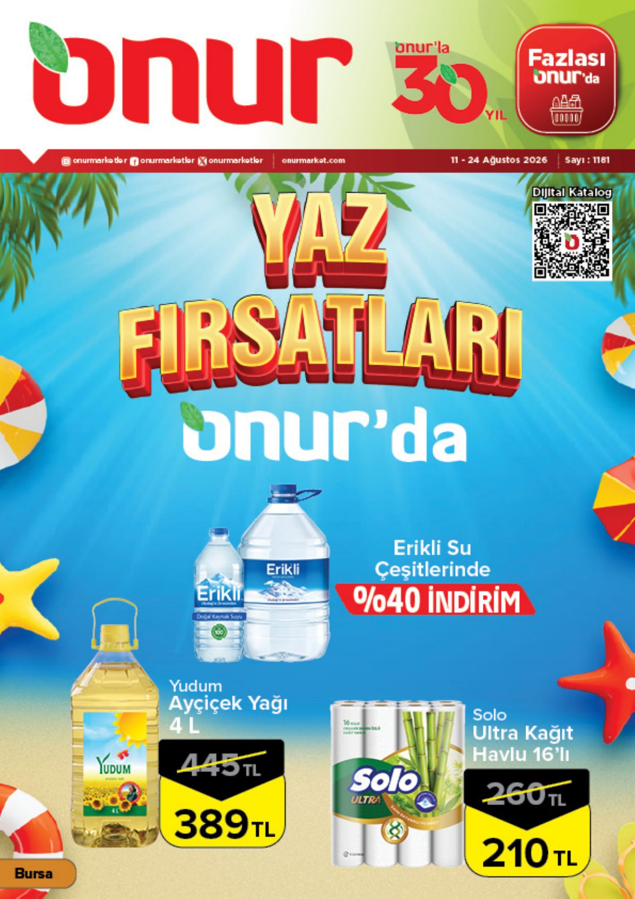 Onur Market Broşürü Bursa Yaz Fırsatları Onur'da 11-17 Ağustos