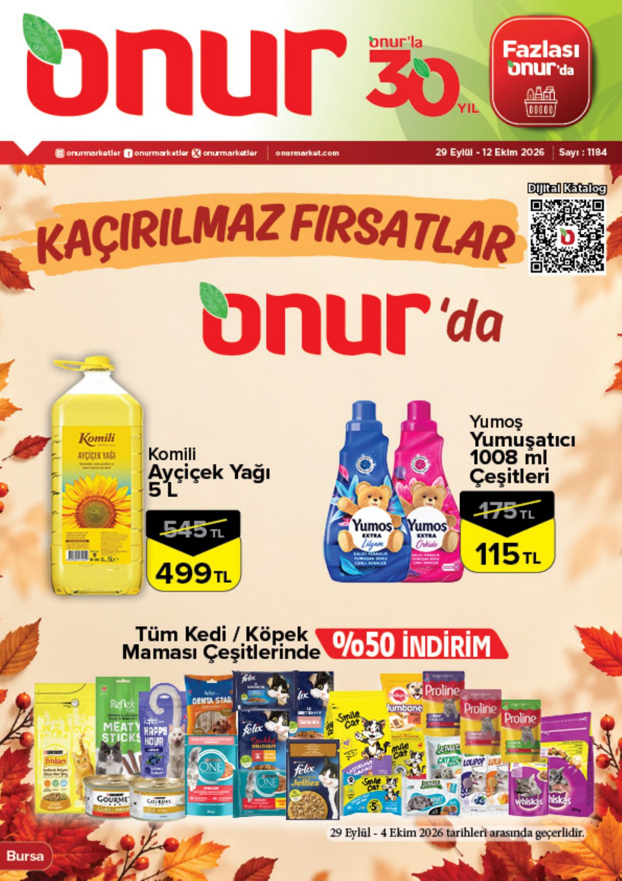 Onur Market Broşürü Bursa Kaçırılmaz Fırsatlar Onur'da 29 Eylül-12 Ekim