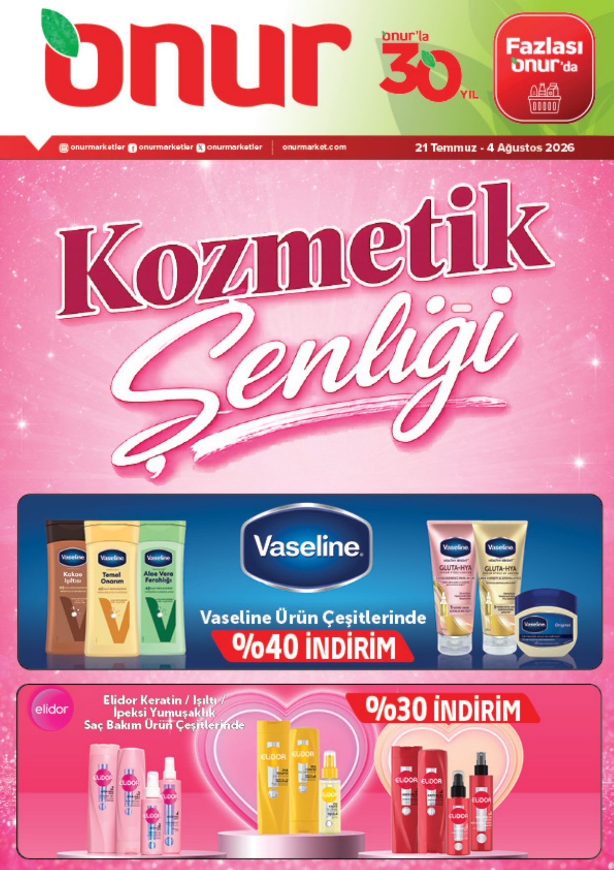 Onur Market Broşürü Bursa Kozmetik Şenliği 21 Temmuz-4 Ağustos — sayfa 1