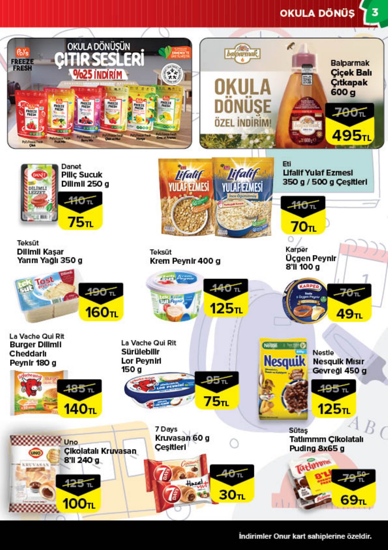 Onur Market Broşürü Bursa Okula Dönüş Başlıyor 1-30 Eylül — sayfa 3