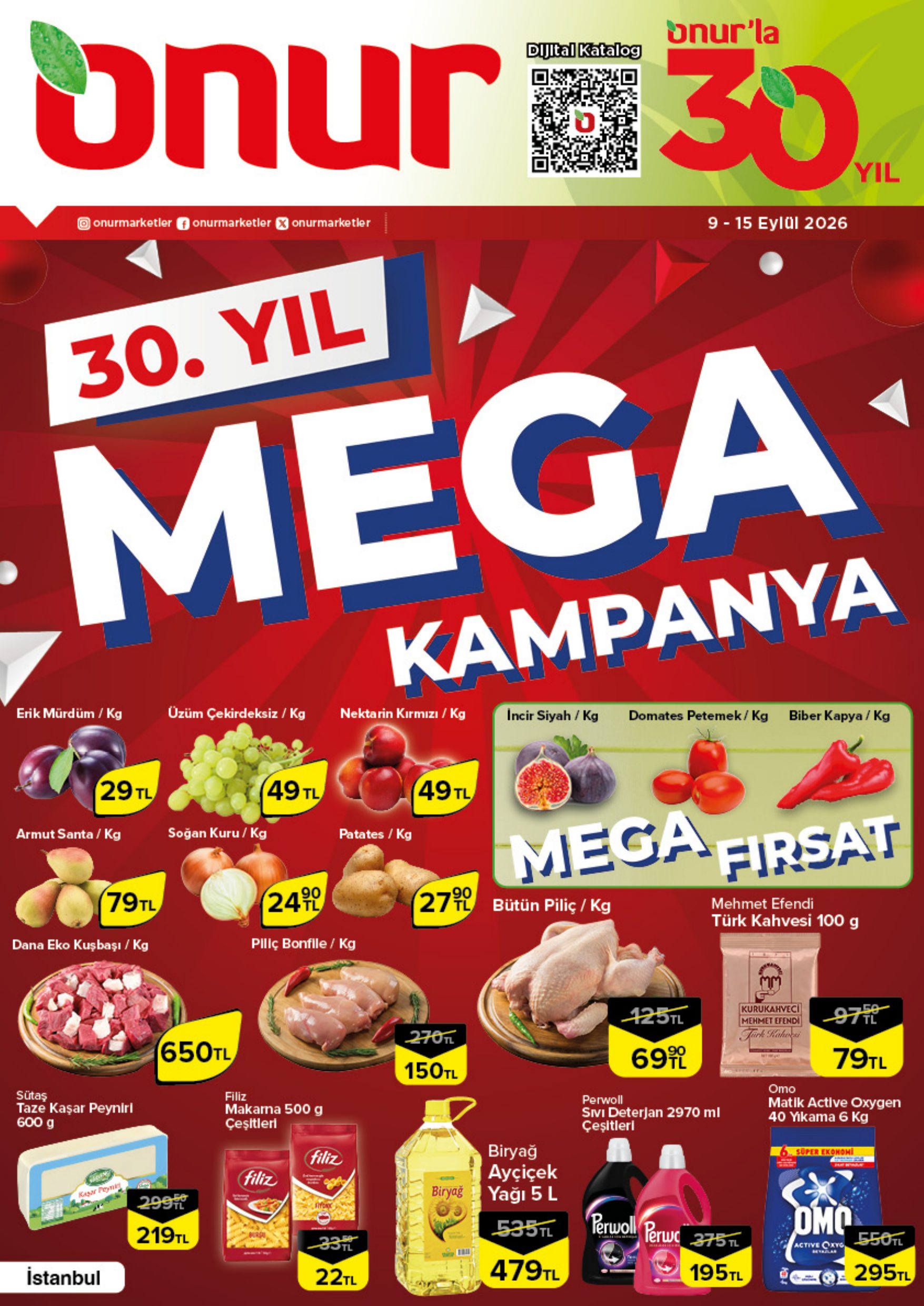 Onur Market Broşürü İstanbul 30. YIL MEGA KAMPANYA 9-15 Eylül