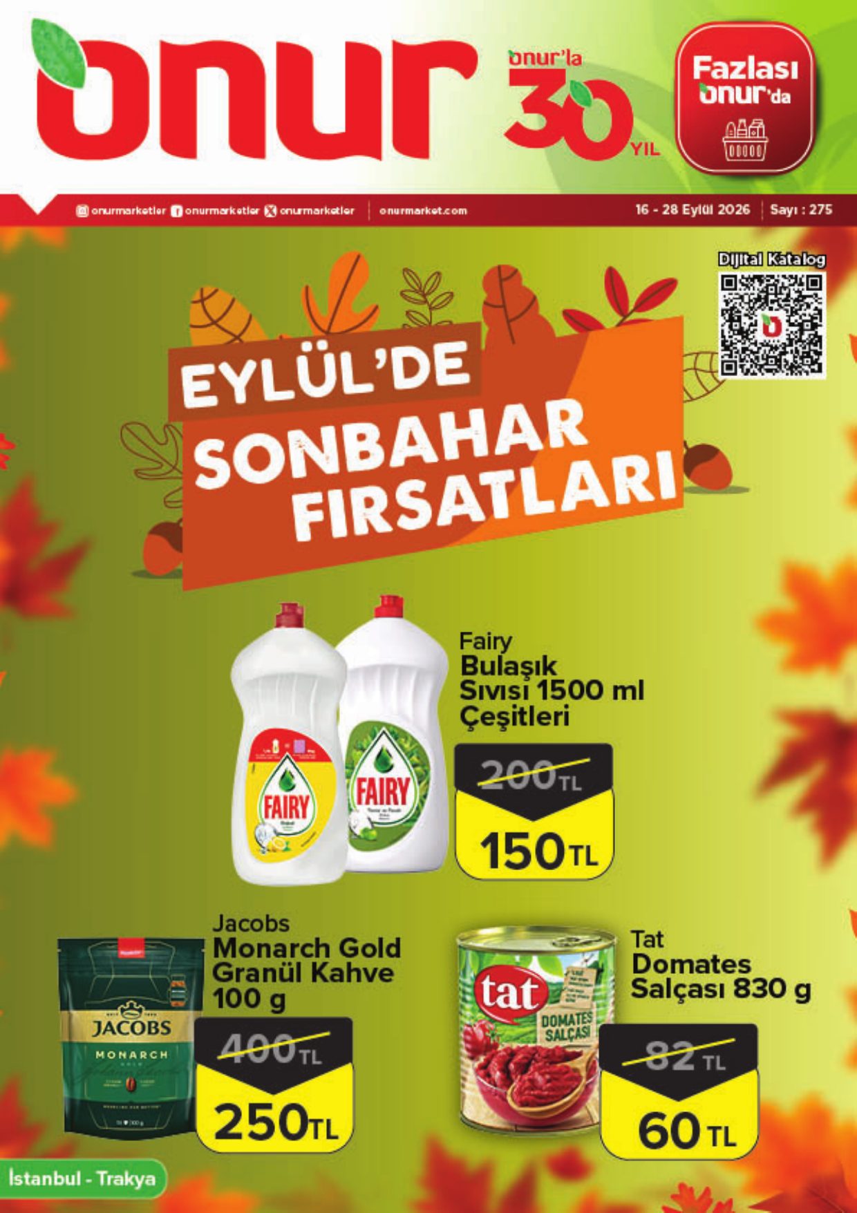 Onur Market Broşürü İstanbul Eylül'de Sonbahar Fırsatları 16-28 Eylül — sayfa 1
