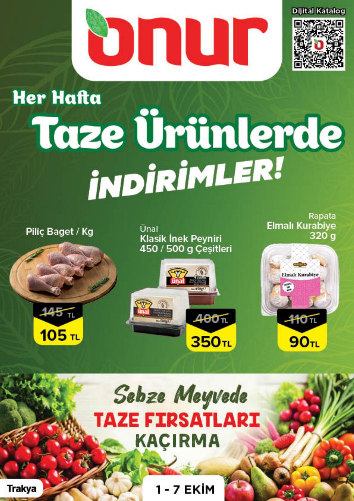 Onur Market Broşürü Trakya Taze Ürünlerde İndirimler 1-7 Ekim