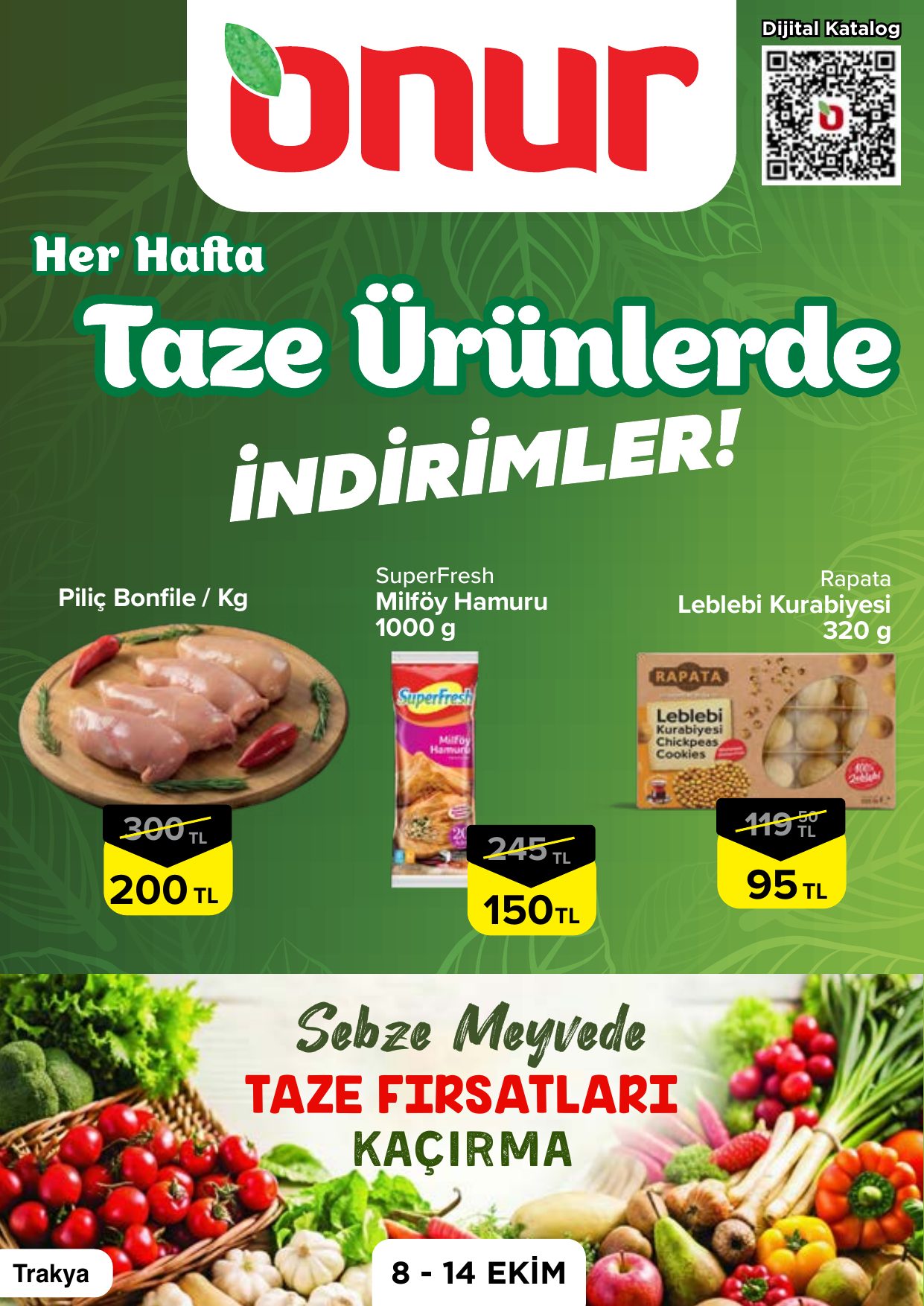 Onur Market Broşürü Trakya Taze Ürünlerde İndirimler 8-14 Ekim