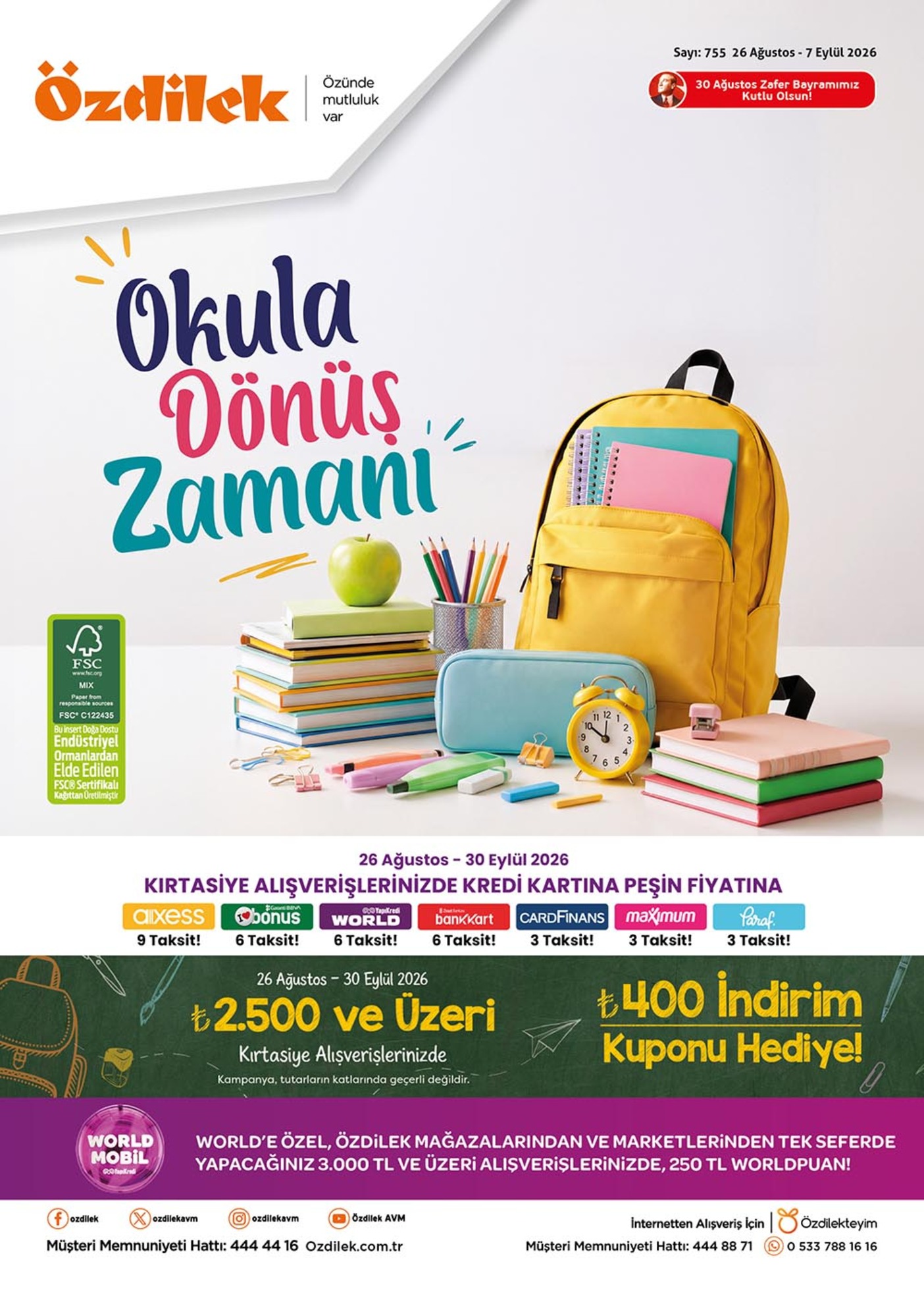 Özdilek Broşürü Okula Dönüş Zamanı Kataloğumuz Yayında 26 Ağustos-7 Eylül