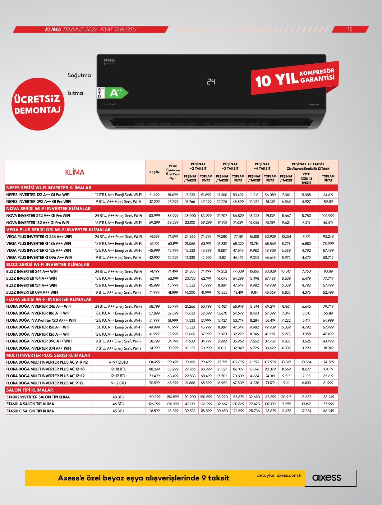 Vestel Broşürü Temmuz 2026 Beyaz Eşya — sayfa 15