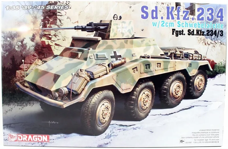 Dragon 6969 1/35 Ölçek Sd.Kfz. 234/3 w/2cm, Amfibik Hafif Zırhlı ve 2 cm. Topu Plastik Model Kiti