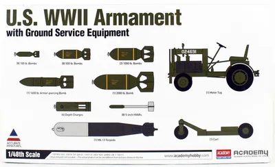 Academy 12291 1/48 WWII ABD Silah ve Cephane Plastik Maket Seti