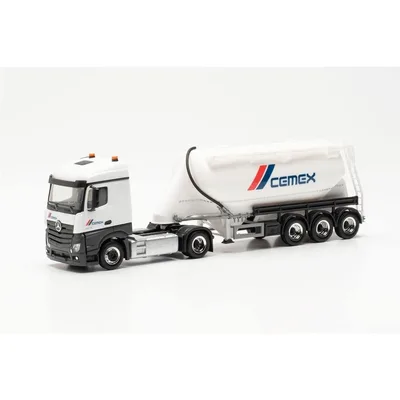 Herpa 315975 1/87 Ölçek Mercedes-Benz Actros, Çimento Silo Dorseli TIR (Cemex), Sergilemeye Hazır Model Araç