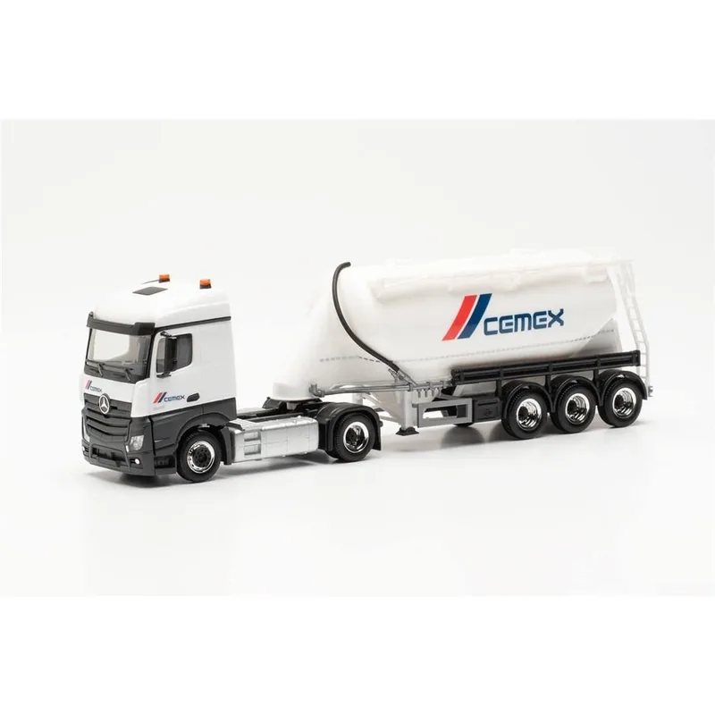 Herpa 315975 1/87 Ölçek Mercedes-Benz Actros, Çimento Silo Dorseli TIR (Cemex), Sergilemeye Hazır Model Araç