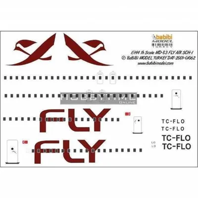 Babibi DAT01062 1/144 Fly Air, MD-83, Şema-1, Dekal Çıkartma