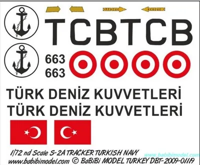 Babibi DBT01310 1/48 Grumman S-2 Tracker, T.Dz.Kuvvetleri, Dekal Çıkartma