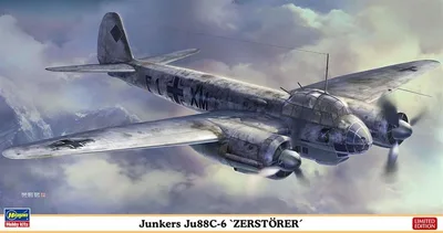 Hasegawa 02245 1/72 Ölçek Junkers Ju88C-6 Zerstörer (Limited Edition) Savaş Uçağı Plastik Model Kiti