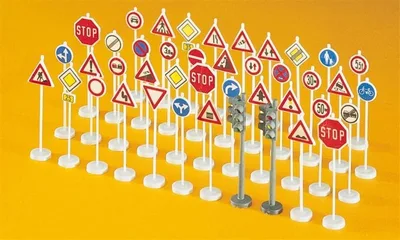 Preiser 18203 1/87 Ölçek trafik işaretleri - 40 adet Figürleri