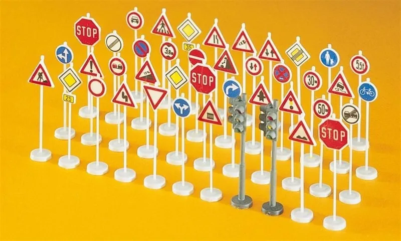 Preiser 18203 1/87 Ölçek trafik işaretleri - 40 adet Figürleri