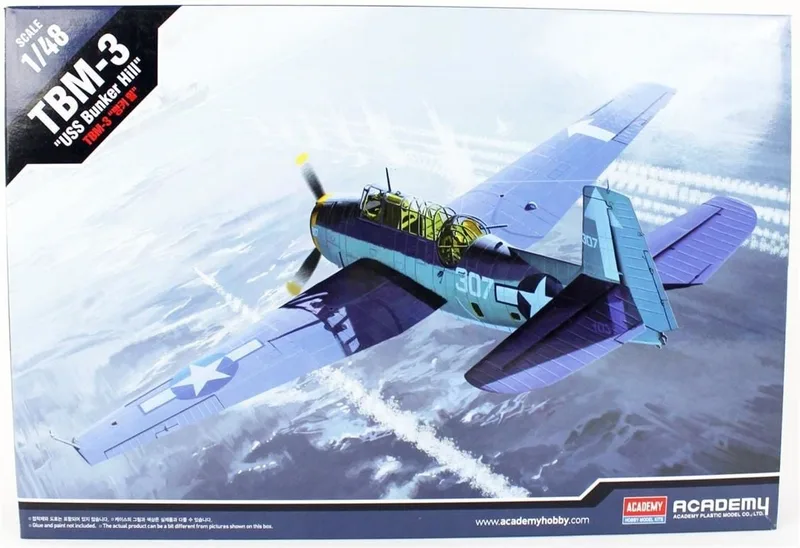 Academy 12285 1/48 TBM-3 (USS Bunkerhill) Savaş Uçağı Demonte Plastik Maketi