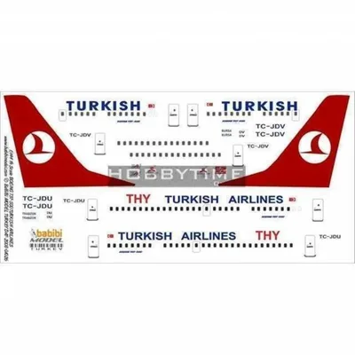 Babibi DAT01026 1/144 Thy, Boeing 737-500, Dekal Çıkartma
