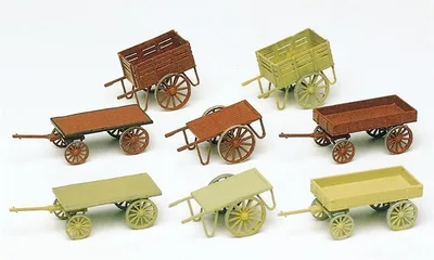 Preiser 17103 1/87 Ölçek el arabaları ve at arabaları - 8 adet Figürleri
