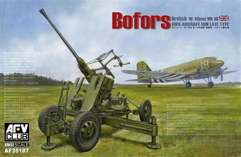 AFV Club AF35187 1/35 British Version of Bofors 40mm MK.III Uçaksavar Demonte Plastik Maketi