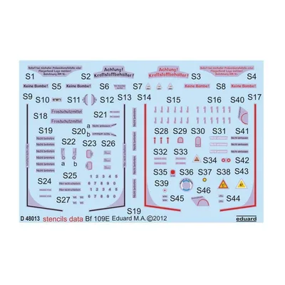 EDUARD D48013 1/48 Bf 109E stencils Maket Detay Se