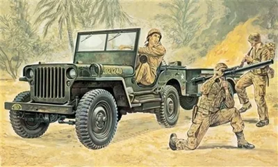 Italeri 0314S 1/35 Willys MB Jeep ve Römork Demonte Plastik Maketi