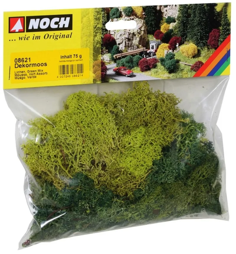Noch 8621 Liken, Karışık Yeşil, 75 Gram Diorama Malzemesi