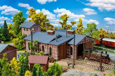 Faller 191769 1/87 3 Hatlı Lokomotif Evi Demonte Plastik Maketi