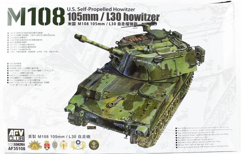 AFV Club AF35108 1/35 M108 105mm Kundağı Motorlu Tankı Demonte Plastik Maketi