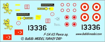 Babibi DBT01003 1/72 F-5 A, Pençe Filo, Dekal Çıkartma