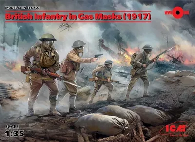 35703 British Infantry in Gas Masks (1917) (4 fi