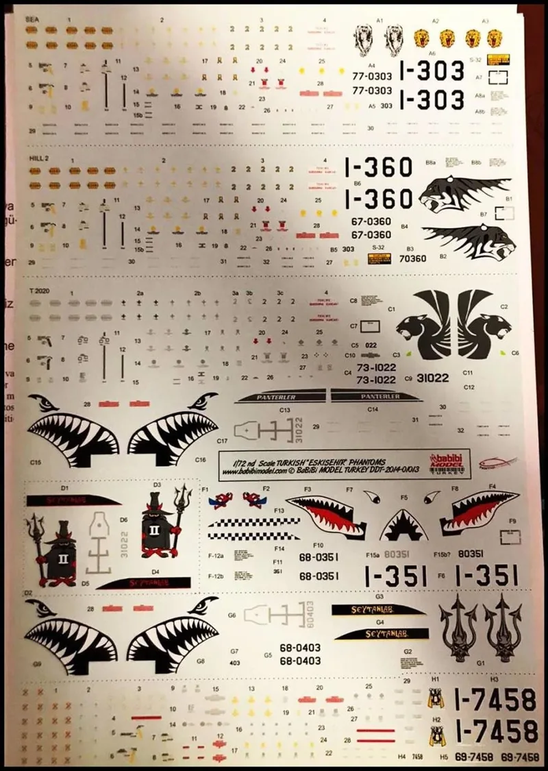 Babibi DDT01013 1/72 Turkish Eskişehir Phantoms-3, Dekal Çıkartma