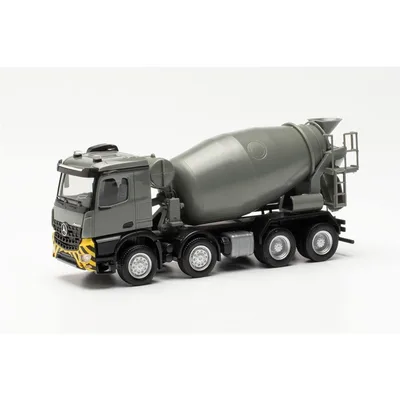 Herpa 316187 1/87 Ölçek Mercedes-Benz Arocs M Beton Mikseri, Gri/Sarı, Sergilemeye Hazır Model Araç