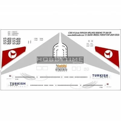 Babibi DAT01056 1/300 Thy, Boeing 777-300ER, Dekal Çıkartma