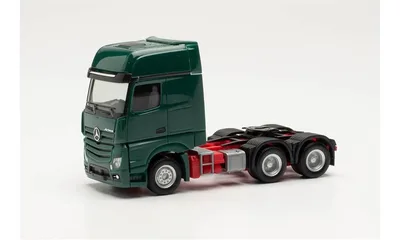 Herpa 305167-004 1/87 Ölçek MB Actros 6x4 Çekici, Koyu Yeşil, Sergilemeye Hazır Model Araç