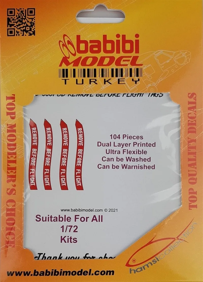 Babibi B3D-0001 1/72 Remove Flight Tags, 3 Boyutlu Dekal Çıkartma